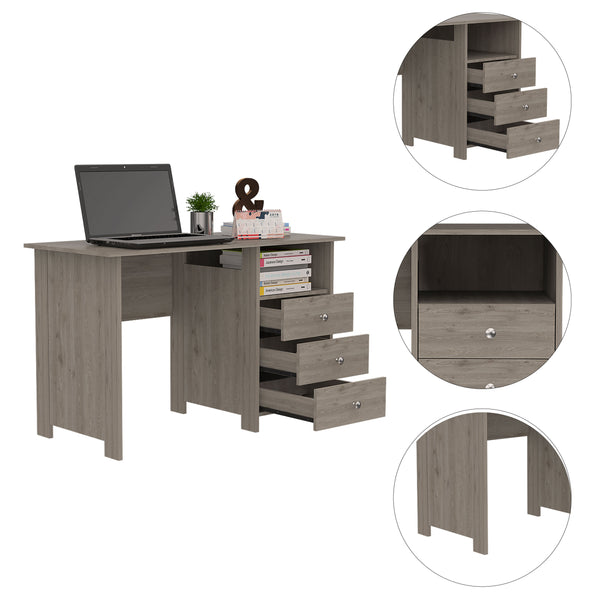English Elm Bianco Grey Writing Computer Desk with 3 Large Drawers, Open Shelf & 47.2" Spacious Top for Home Office Comfort B070P188822