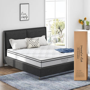 English Elm Queen Size Mattress - 10 Inch Medium Firm Hybrid With Pocketed Coils For Ultimate Comfort & Support W2889P310464-GIGA