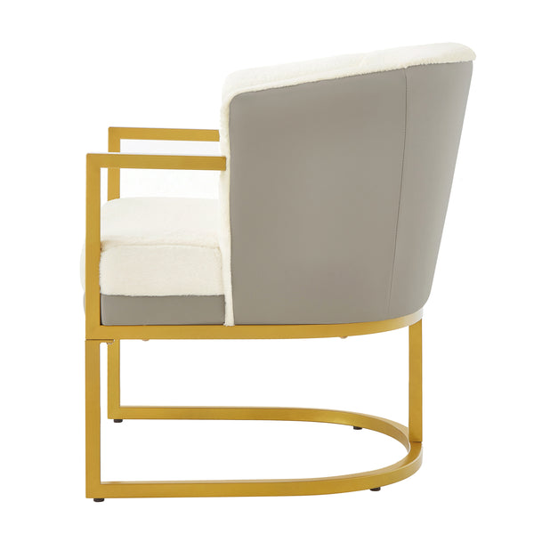 English Elm Modern Faux Fur Accent Chair Plush Upholstered Seat with Gold Iron Legs for Any Room Beige N763P360688A