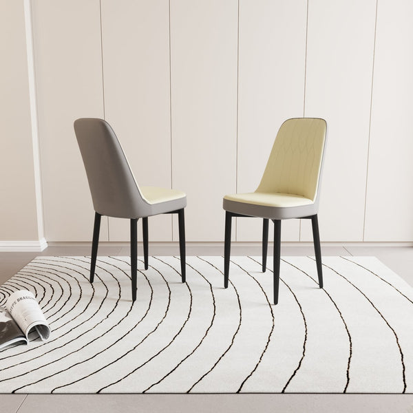 English Elm A Set Of 2 Modern Pu Leather Dining Chairs With Ergonomic Support & Stylish Black Metal Legs W2189P168412