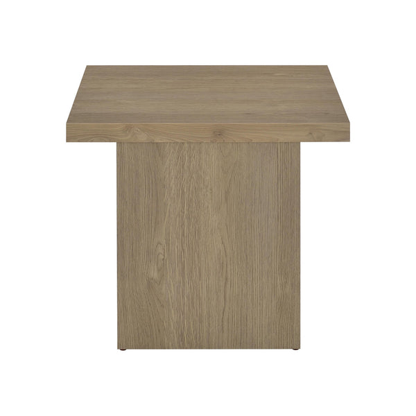 English Elm Square Engineered Wood Accent Table with Sculptural Pedestal Base for Modern Living Rooms B016P473404