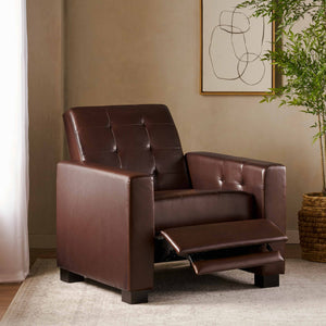 English Elm Christopher Knight Home® - RECLINER ergonomic PU leather lounge chair with plush padding and supportive design for home comfort and style Dark Brown 71978.00PUDBRN