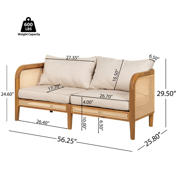 English Elm Kirkby Acacia Wood Rattan 3 Piece Outdoor Chat Set with Cushioned Club Chairs KIRKBY 3PCS CHAT SET