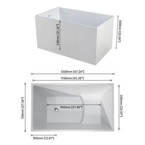English Elm 47"×28" Freestanding Acrylic Soaking Tub Glossy White Ergonomic Spa Bathing Experience T3785P380648