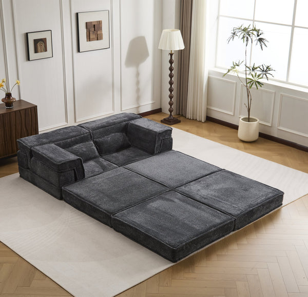 English Elm Compression Modular Sofa Bed - Cozy Convertible Design In Plush Fleece, No Assembly, Perfect For Small Spaces W3723S00029