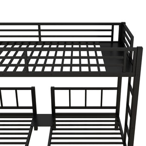 English Elm Twin Triple Bunk Bed Metal L-shaped Frame Sleeps Three Kids White Finish W1580S00438
