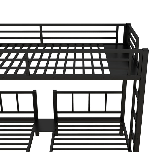 English Elm Twin Triple Bunk Bed Metal L-shaped Frame Sleeps Three Kids White Finish W1580S00438