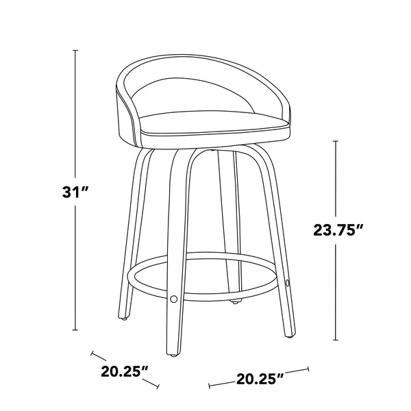 English Elm Fixed-height Swivel Counterstools Walnut Frame Camel Faux Leather Kitchen Bar Set B202S01750