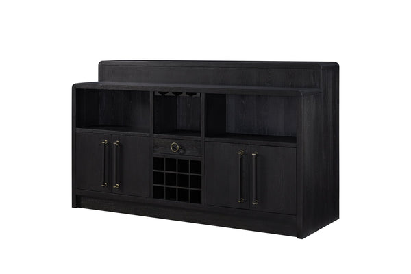 English Elm Elm Veneer Home Bar Cabinet with Led Lighting Peppercorn Finish Entertaining Storage B2699P469522
