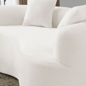 English Elm 66.93 Curved Loveseat 73" Heart-Shaped Teddy Velvet Sofa Full Foam & Spring Support, No-Assembly Cozy Compact White W3612P332115
