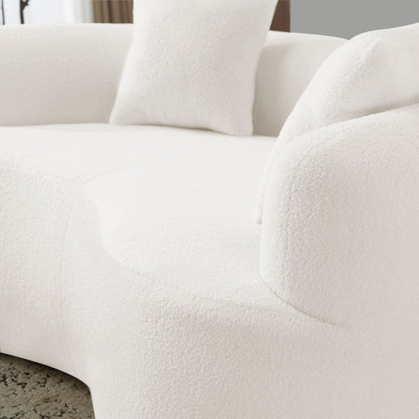 English Elm 66.93 Curved Loveseat 73" Heart-Shaped Teddy Velvet Sofa Full Foam & Spring Support, No-Assembly Cozy Compact White W3612P332115