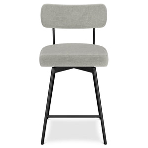 English Elm Giselle Swivel Counter Height Stool Set of 2 — Upholstered Padded Seats, 360° Swivel, Metal Frame & Footrest LIGHT GREY B136P252645
