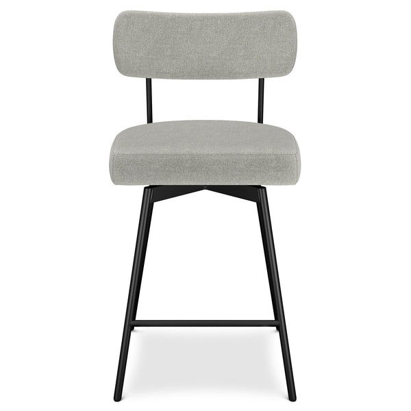 English Elm Giselle Swivel Counter Height Stool Set of 2 — Upholstered Padded Seats, 360° Swivel, Metal Frame & Footrest LIGHT GREY B136P252645