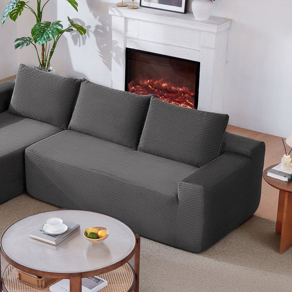 English Elm Cloud Oversized Corduroy Chaise Sectional with Deep Seat for Cozy Living Spaces W3975P391634