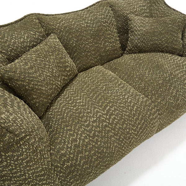 English Elm Soft Plush Foam Beanbag Chair for Two People, Square Recliner Sofa With Superfiber Comfort Embrace Olive Green W1996P252273