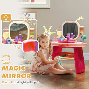 English Elm Qaba Kids Vanity Set - Interactive Toddler Makeup Table With Led Lights, Music & 23 Fun Accessories W2225P249754-GIGA