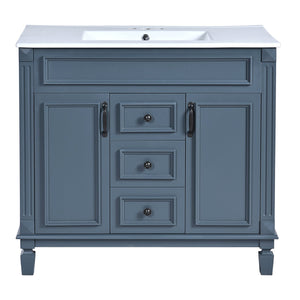 English Elm 36'' Modern Bathroom Vanity With Black Ceramic Sink, Soft-Closing Doors & Drawers, Stylish Storage N710P230231C