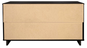 English Elm Granville 55" Black Dresser - Sleek Solid Wood Design With 6 Full-Extension Drawers & Gold Accents B365S00087