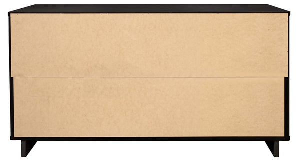 English Elm Granville 55" Black Dresser - Sleek Solid Wood Design With 6 Full-Extension Drawers & Gold Accents B365S00087