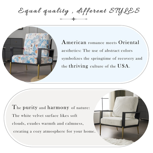 English Elm Christopher Knight Home® - Floral Velvet Accent Chair with Removable Washable Cover, Plush 5.51" Cushions & Gold Legs for Living Spaces N817P237961B