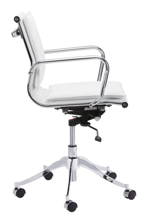 Sunpan Morgan Office Chair - Comfortable Faux Leather Design with Stainless Steel Frame for Modern Workspaces Snow