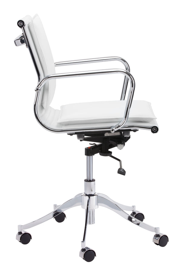 Sunpan Morgan Office Chair - Comfortable Faux Leather Design with Stainless Steel Frame for Modern Workspaces Snow