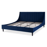 English Elm Aspen Vertical Tufted Headboard Platform Bed Set, King, Navy Blue Velvet