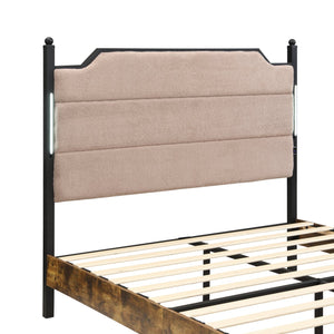 English Elm Queen Upholstered Storage Bed Lamb Fleece Headboard Led Lighting Two Drawers Included W311S00065