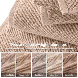 JLA Home Madison Park - 100% Cotton Zero-Twist Diagonal Ribbed Washcloths 6-Pack — Plush, Quick-Dry, High-Absorbency Towels Beige MP73-8865