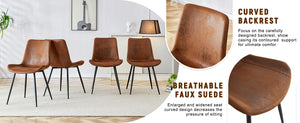 English Elm Table and Chair Set 5 Piece Wood Grain Top with Brown Techno Fabric Dining Seats W1151S04344