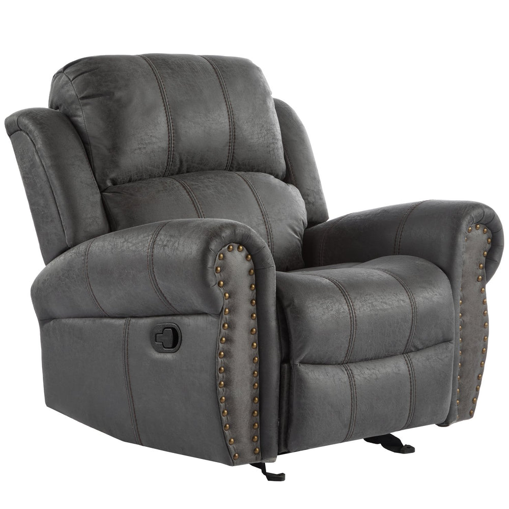 English Elm Christopher Knight Home® - 40.75" Wide Suede Manual Glider Recliner Chair with Rolled Arms, Microfiber Comfort & Infinite Positions Slate N763P264499E