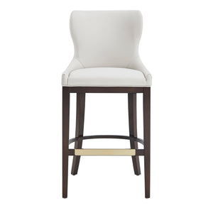 English Elm Blair Wood Upholstered Barstool - Elegant Wingback Design With Durable Beech Frame & Gold Footrest B365P398071