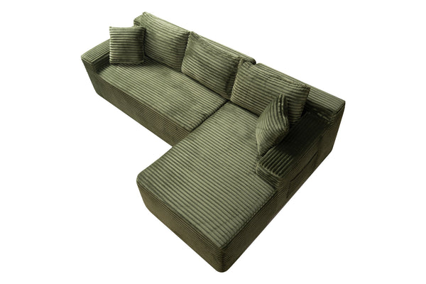 English Elm 106.3" Jumbo Corduroy L-shaped Sectional Deep Seat Sofa for Modern Living Rooms W5515S00033