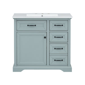 English Elm Christopher Knight Home® - 36" Bathroom Vanity with Ceramic Sink, Soft-Close Doors, 4 Drawers & Ample Storage, Freestanding Grey N759P223021E