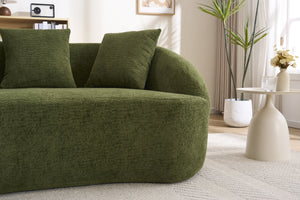 English Elm Ly-049s Curved Chenille Loveseat with Boneless Frame for Modern Living Spaces Green W2231P402441