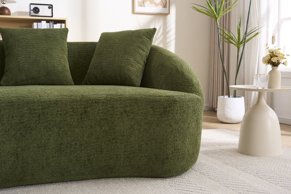 English Elm Ly-049s Curved Chenille Loveseat with Boneless Frame for Modern Living Spaces Green W2231P402441