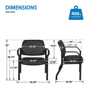 OSP Home Furnishings Big and Tall Guest Chair Heavy Duty Reinforced Frame with Plush Cushions for Office Use 55052B-U6
