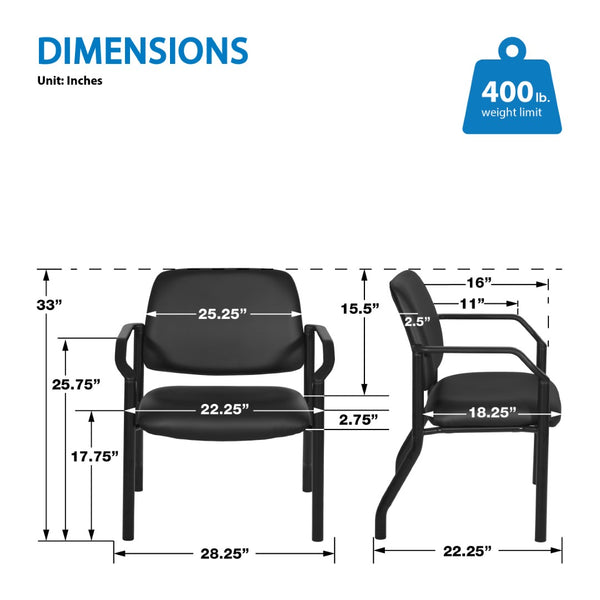 OSP Home Furnishings Big and Tall Guest Chair Heavy Duty Reinforced Frame with Plush Cushions for Office Use 55052B-U6