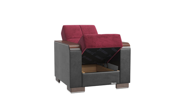 English Elm Primenest Zenaero Convertible Armchair With Storage - Burgundy Microfiber, Ideal For Compact Spaces B030P286237-GIGA