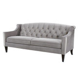 English Elm Ken 74" Upholstered Button Tufted Sofa, Opal Grey Velvet