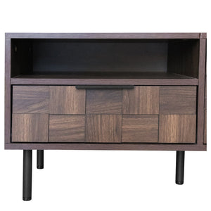English Elm 78 Mid Century Modern TV Stand for 65–85" TVs with 3 Soft-Close Cabinets, Deep Drawer & Open Shelf (Walnut) N710P293264Q