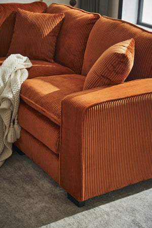 English Elm Modern U Shaped 6-Seat Sectional Sofa with Ottoman and 3 Toss Pillows, Corduroy Modular Comfort and Durable Frame Orange W2363S00043