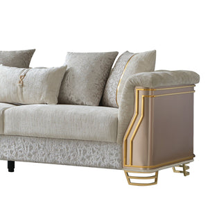 English Elm Antigua Glam Contemporary Sofa with Gold Tone Arms and Plush Foam Seat Cushions B009P417488