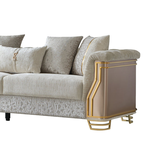 English Elm Antigua Glam Contemporary Sofa with Gold Tone Arms and Plush Foam Seat Cushions B009P417488