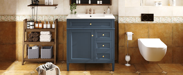 English Elm 30'' Modern Bathroom Vanity With Ceramic Sink, Stylish Storage, 2 Drawers & Tip-Out For Organization N710P250194C