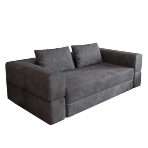 English Elm Sofa Convertible Memory Foam Sleeper Couch with Rectangle Pillow & Removable Cushions, Modern Chenille Lounge for Bedroom Grey W3670P355586