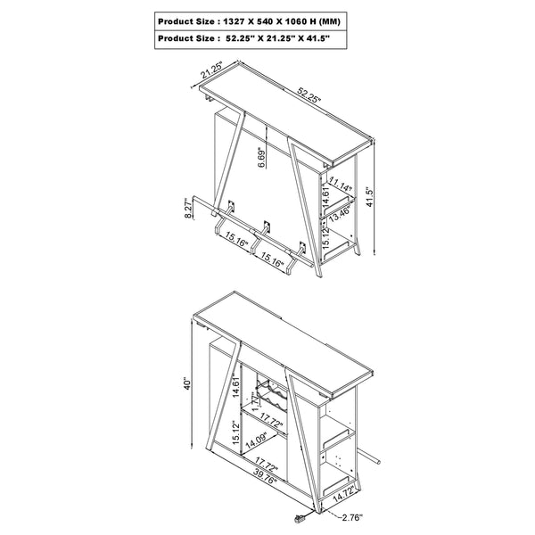 English Elm Katia White High Gloss Home Bar Cabinet with LED, 12-Bottle Rack, Stemware Storage & Chrome Accents B062P358467