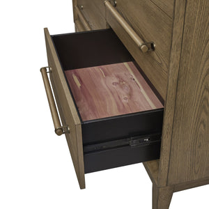 English Elm Small Dresser Peppercorn — Elm Veneer Six-Drawer Chest with Felt Top Drawers and Cedar Liner Light Brown 57 L x 22.25 W x 35.5 H B2699P401426