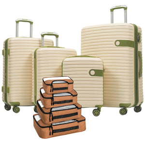 English Elm 4 Piece Abs Hard Shell Luggage Set with Spinner Wheels Tsa Lock and Packing Cubes N730P326613I
