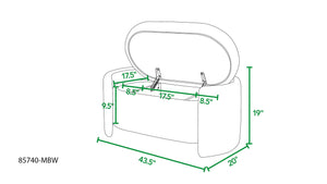 English Elm Jennifer Taylor Home - Fuji 43" Upholstered Oval Storage Bench in Ivory Bouclé — Handmade Solid Birch Frame, 3-Compartment B2719P238462